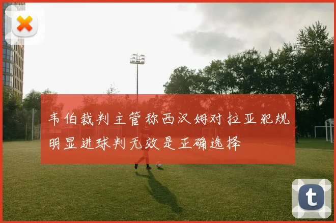 韦伯裁判主管称西汉姆对拉亚犯规明显进球判无效是正确选择